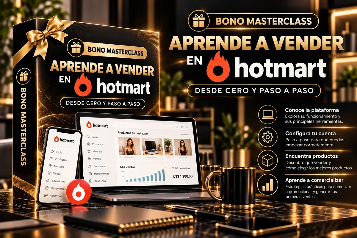 Bono 1: masterclass Aprende a vender en Hotmart desde cero y paso a paso