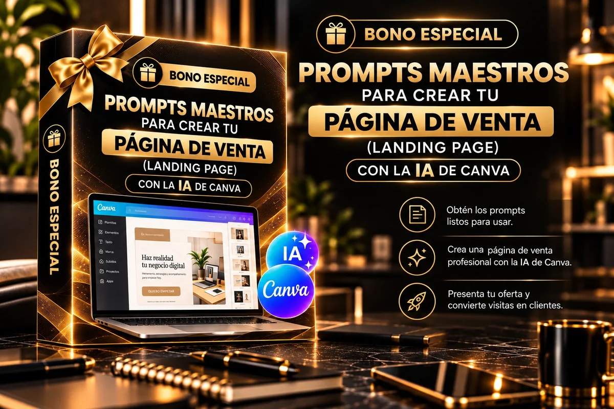 Bono 2: prompts maestros para crear tu página de venta con la IA de Canva