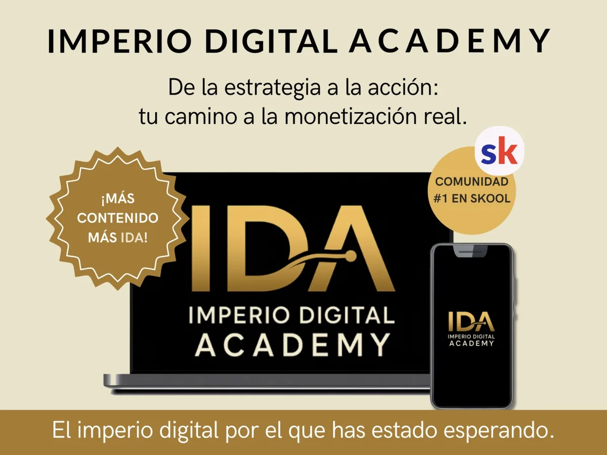 Imperio Digital Academy en laptop y celular